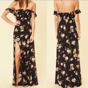 Flynn Skye Bardot Maxi dress XS in Night Bloom